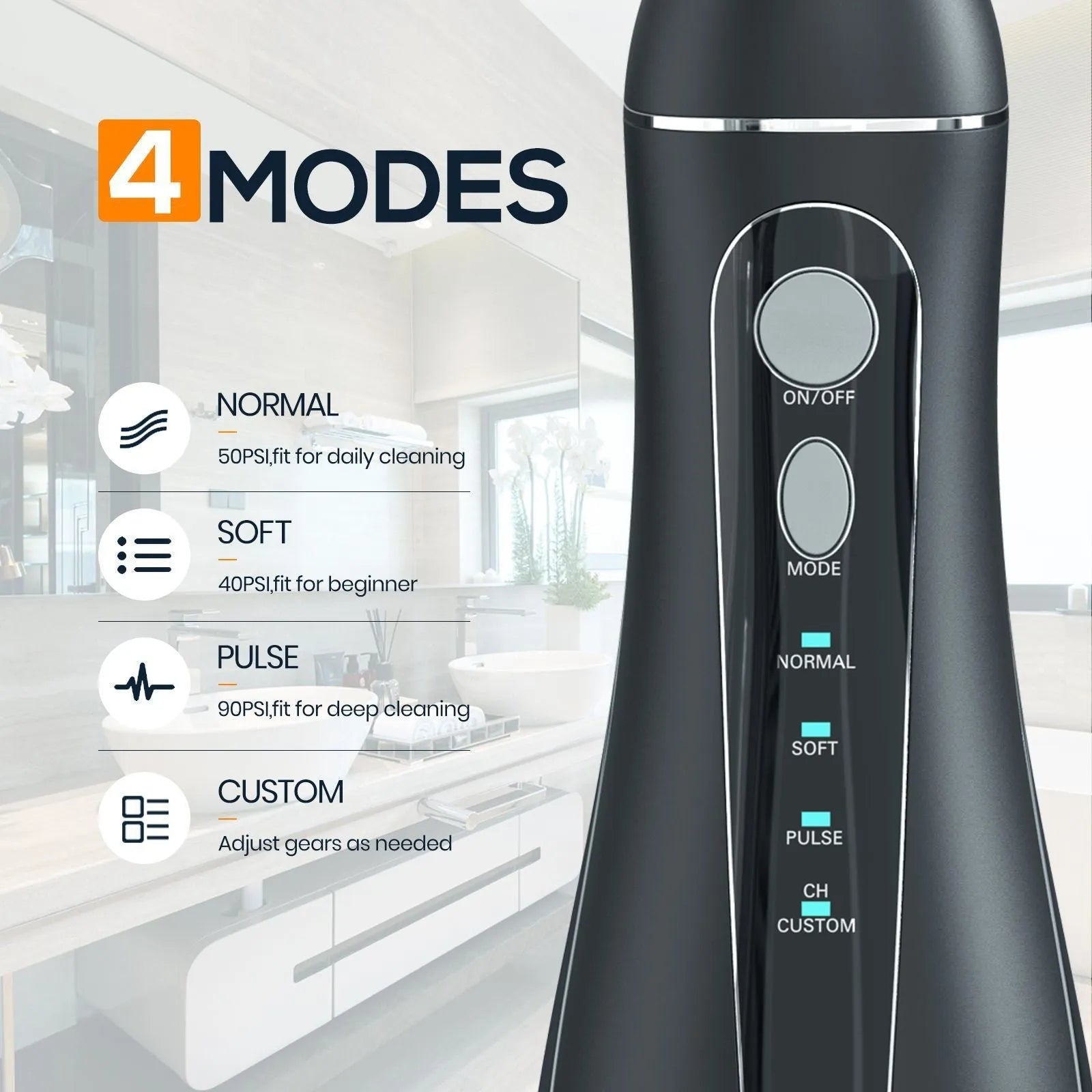 Black ProOral Mornwell portable oral irrigator or electric water flosser for adult dental care.