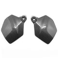 Pair of black carbon fibre patterned motorcycle fairing frame covers for Honda CBR1000RR.