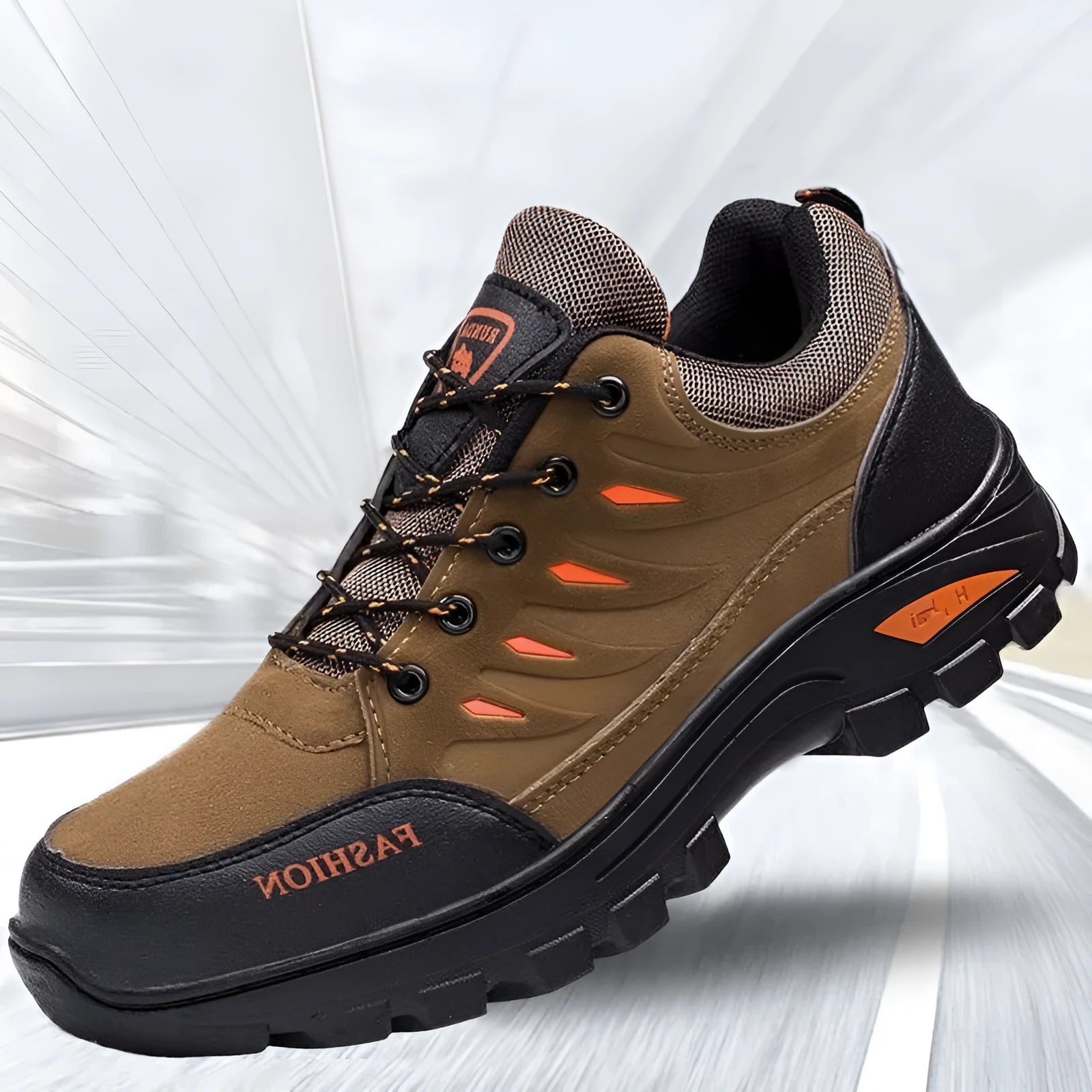 Men's mid-top suede hiking shoes in green with rubber sole and lace-up front.