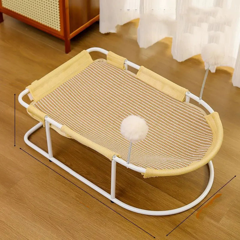 Large grey fabric pet kennel with bracket frame for cats and puppies