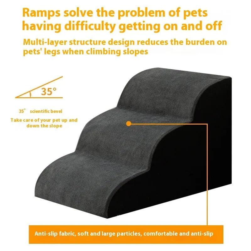 Wooden pet stairs with removable fabric cover in choice of colours and heights