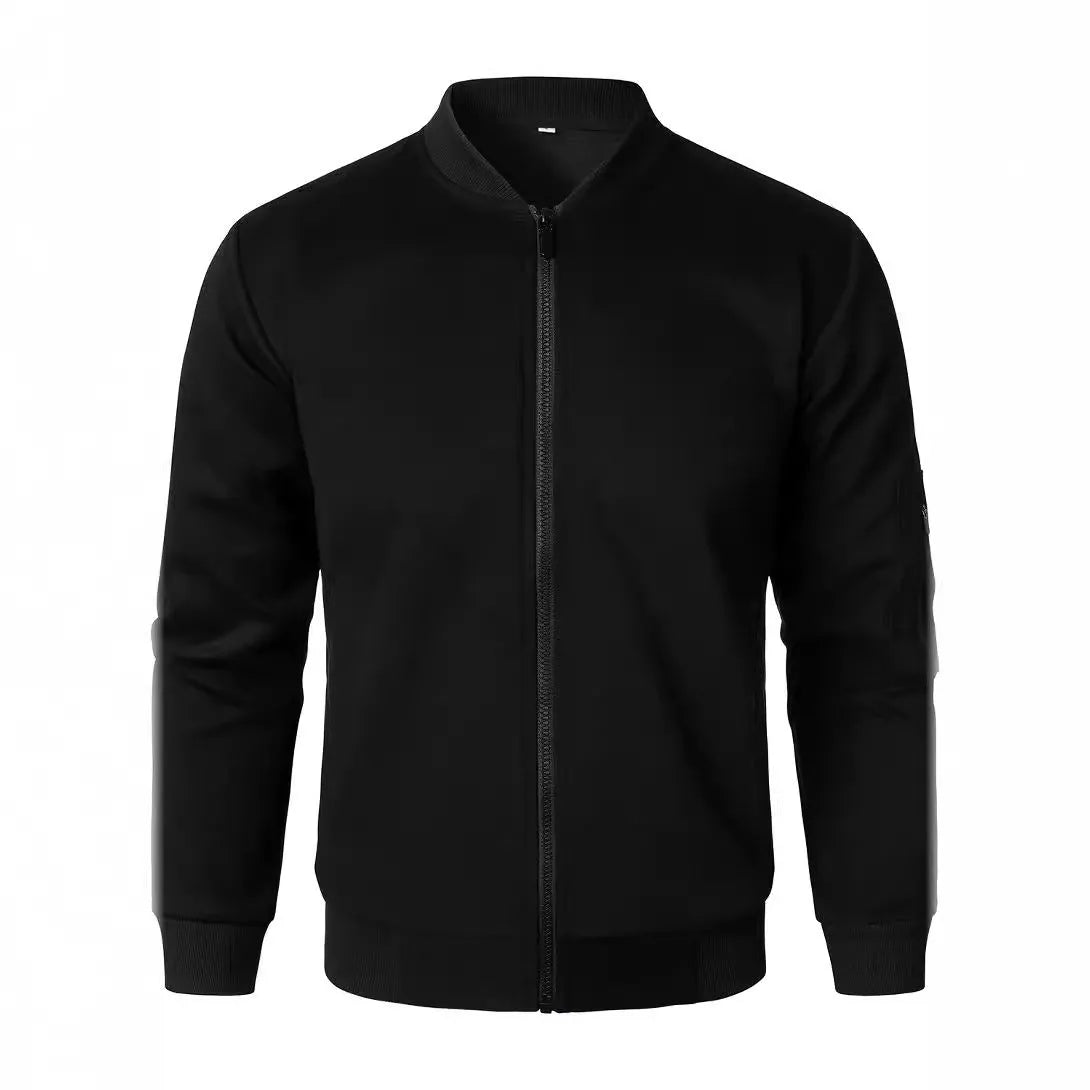 Men's cotton knitted jacket with polyester lining in loose light business style