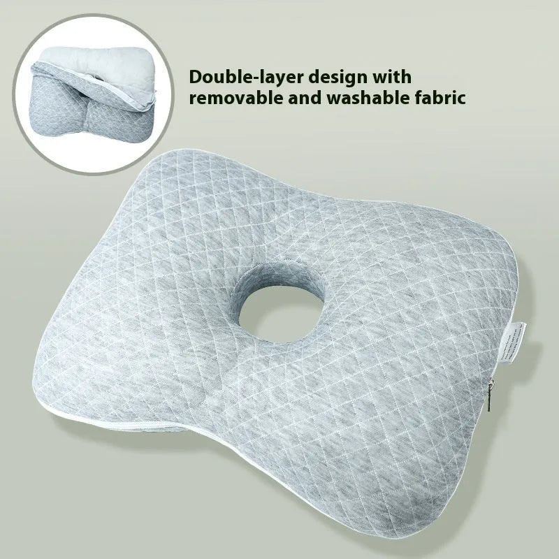Chinese style single hole ear pillow for beauty salons in Boer Grey colour, showing dimensions of 39 by 28 cm.