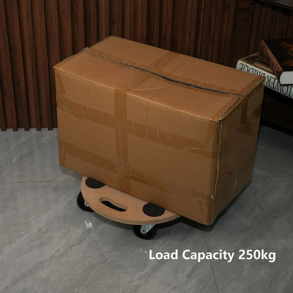 Two wooden platform trolleys with natural wood finish and non-slip surfaces for tool transportation