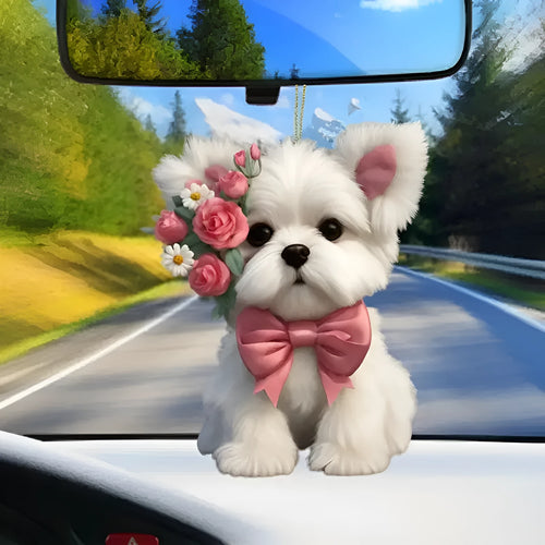 Acrylic decorative pendant for car interior with cartoon design in one of six colour styles