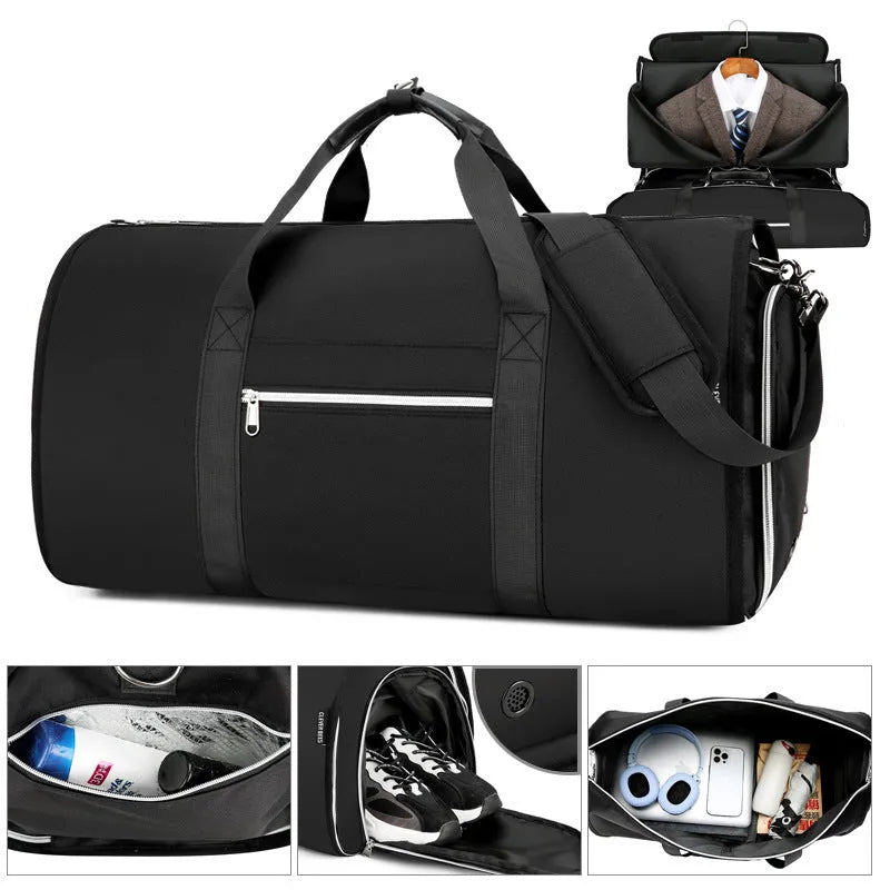 Oxford cloth multipurpose storage bag with dry-wet separation compartments in grey colour