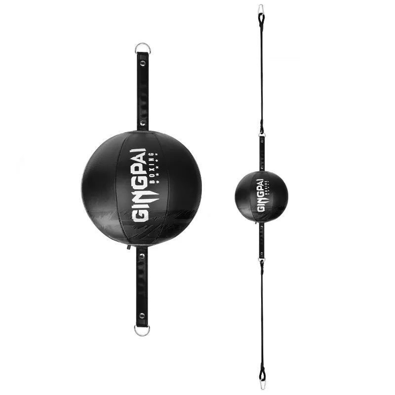 Hanging boxing speed ball training equipment in black, black and green, or white PU construction
