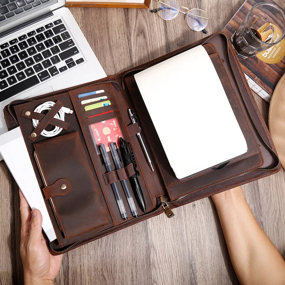 Genuine cowhide leather computer protective case for 13-15 inch laptops with sprayed finish and business style