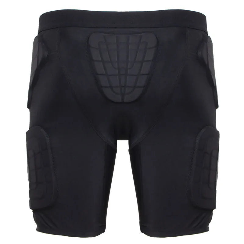 Black anti-collision sports pants with waist padding for basketball and rugby, adult size