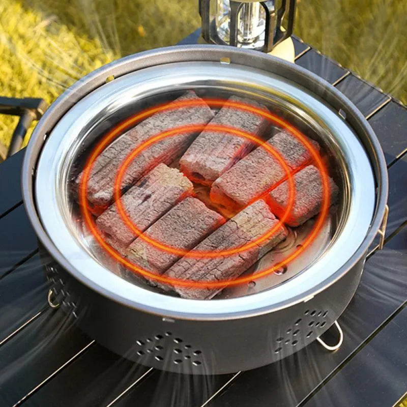 Portable stainless steel barbecue grill with detachable components and storage bag