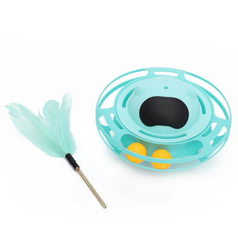 Pink cat tumbler turntable toy measuring 17 x 10 cm for interactive play