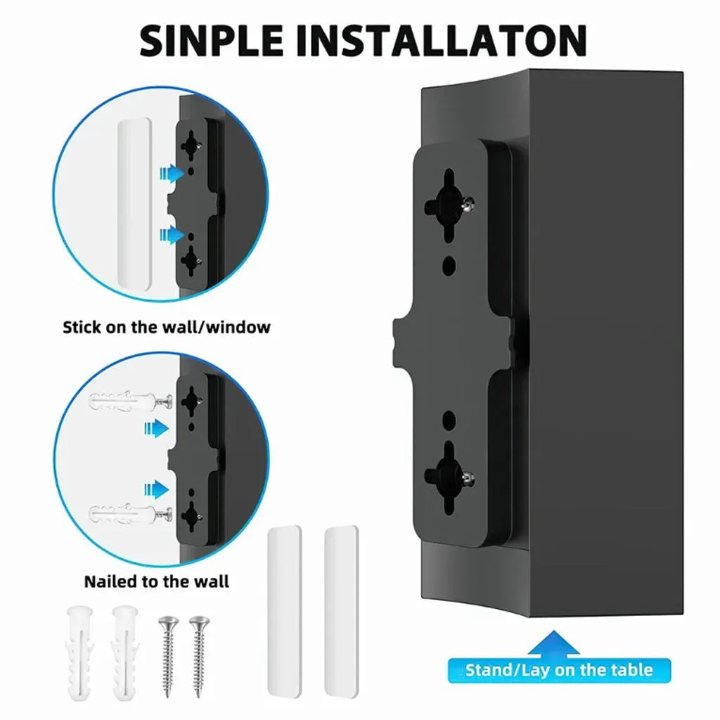 Black plastic digital television antenna with mounting accessories including screws and expansion tubes