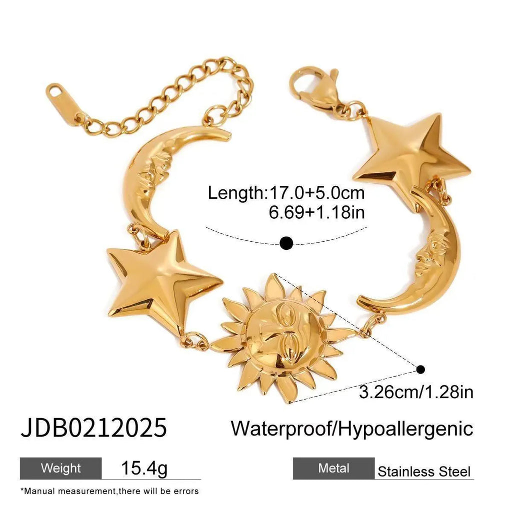 Women's stainless steel bracelet with geometric sun motif light luxury jewellery non-fading ornament