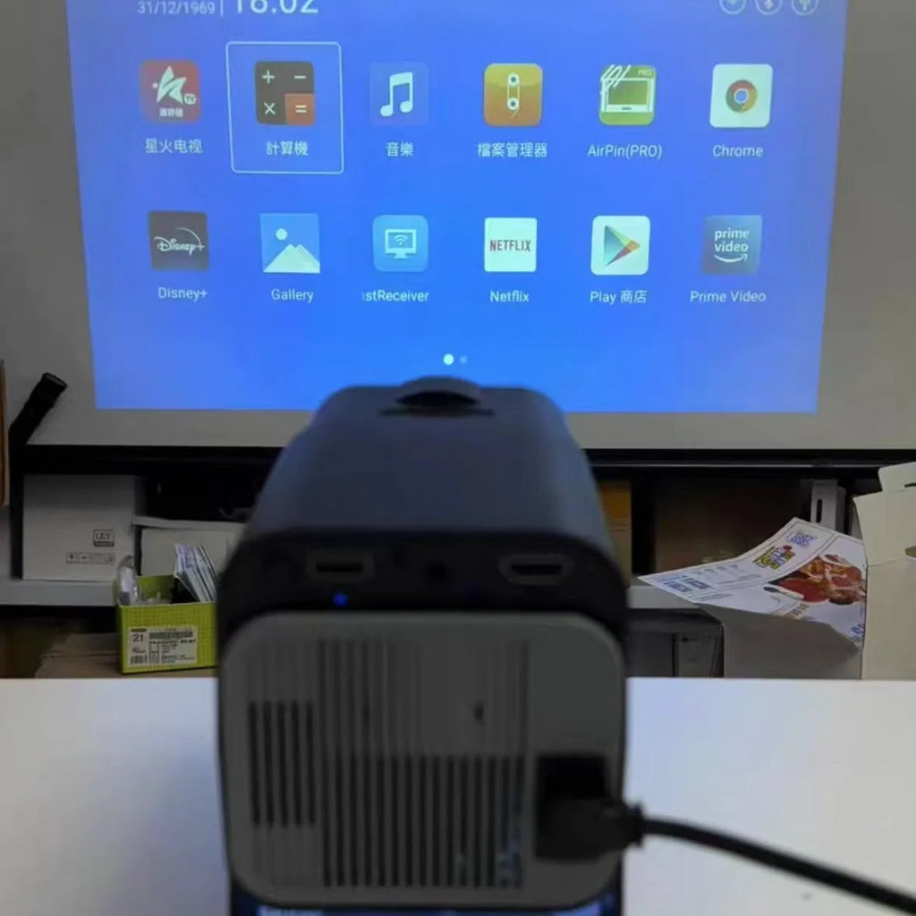720p wireless home projector unit on a table