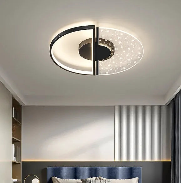 Modern simple LED ceiling light with monochrome white light, 45cm golden feather finish, bathroom ceiling installation