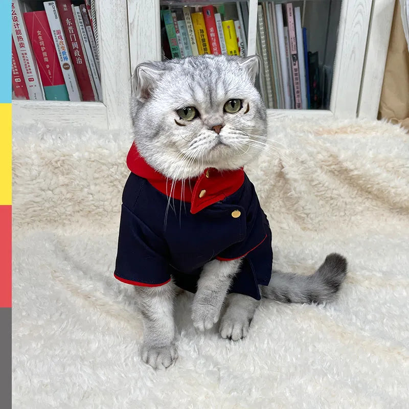 A dog or cat wearing a hoodie photo prop in a Tiger Staff Yuren colour pattern, sized small or medium.