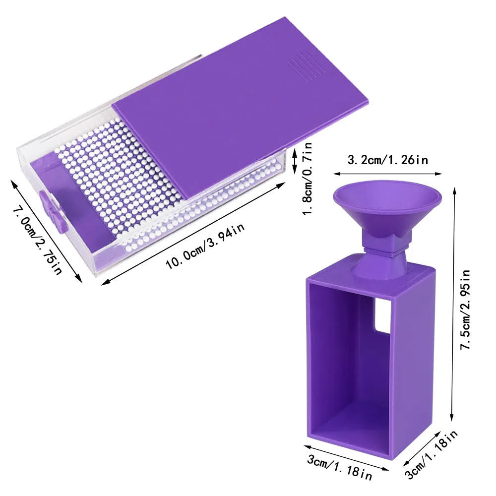 Plastic diamond painting funnel tool set with inverted drill funnel and multi-function drill disc funnel options