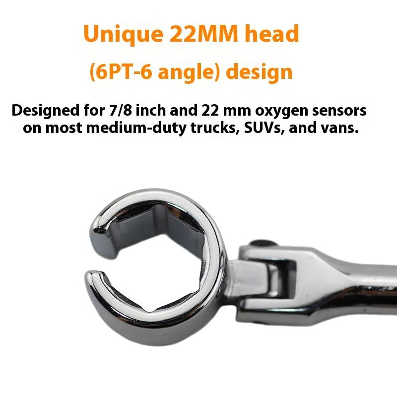 22mm hexagonal oxygen sensor removal tool with bright chrome finish measuring 270mm long