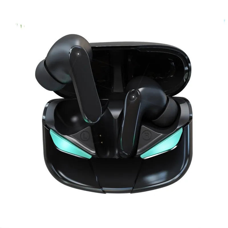 TWS wireless in-ear headphones in black or white with charging cable