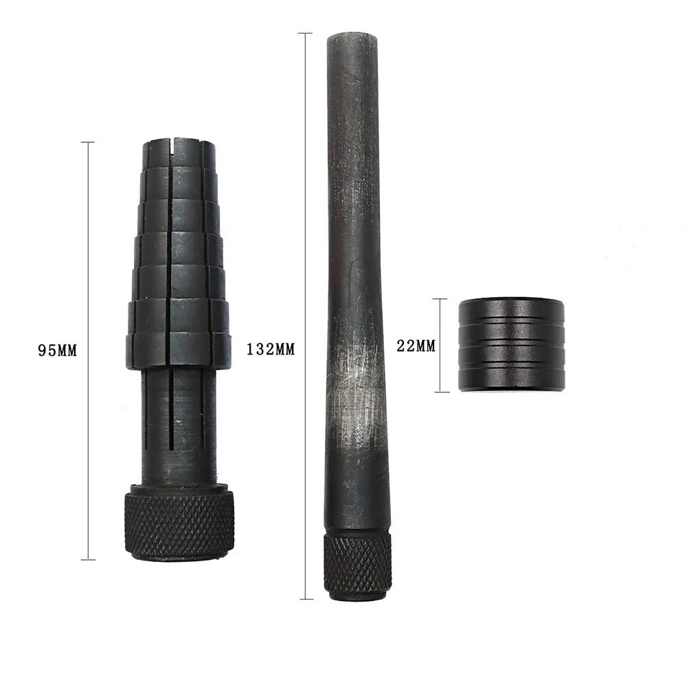 Plastic ring expansion tool with rotating expander mechanism and rubber hammer for jewellery size adjustment