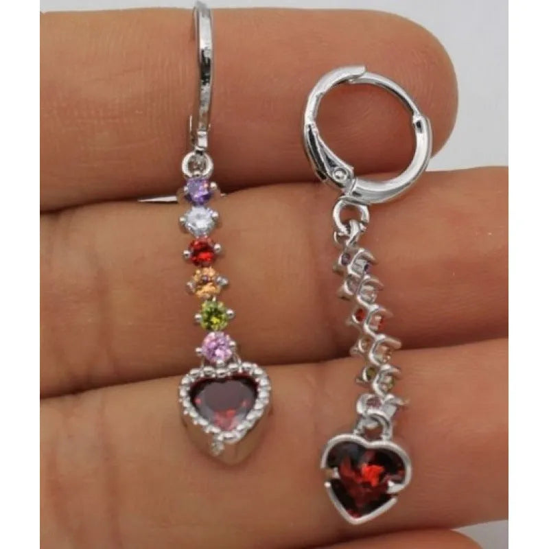 Women's heart-shaped electroplated earrings in gold and silver tone options