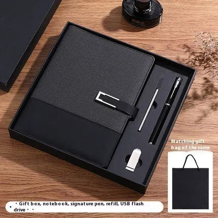 A5 soft PU leather business notebook in brown, black, green, red, or blue with gift box option
