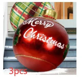 60cm diameter PVC inflatable Christmas ball decoration in various colour patterns