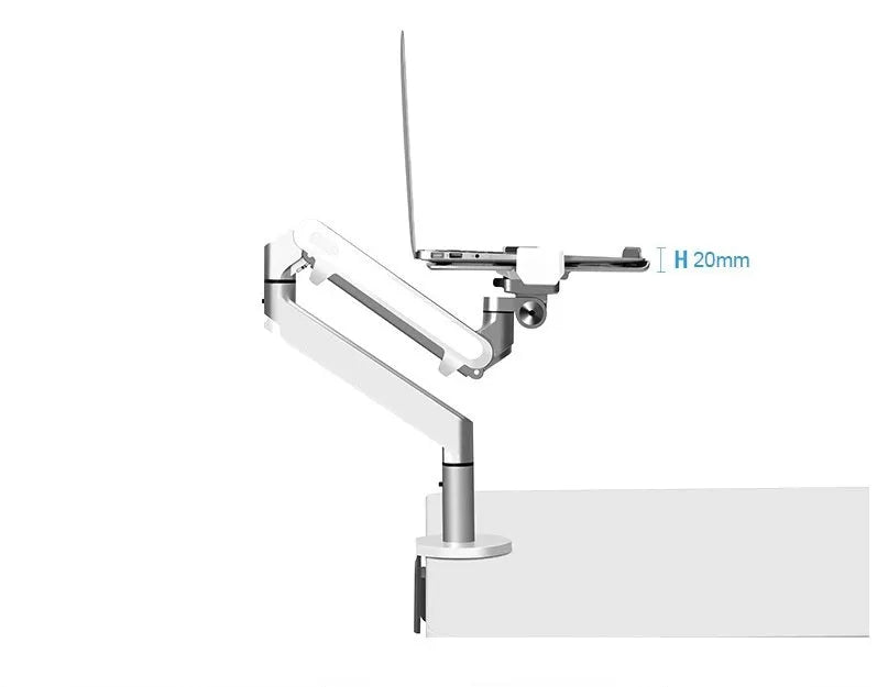 Silver aluminium laptop stand elevating notebook for improved airflow and ergonomic positioning