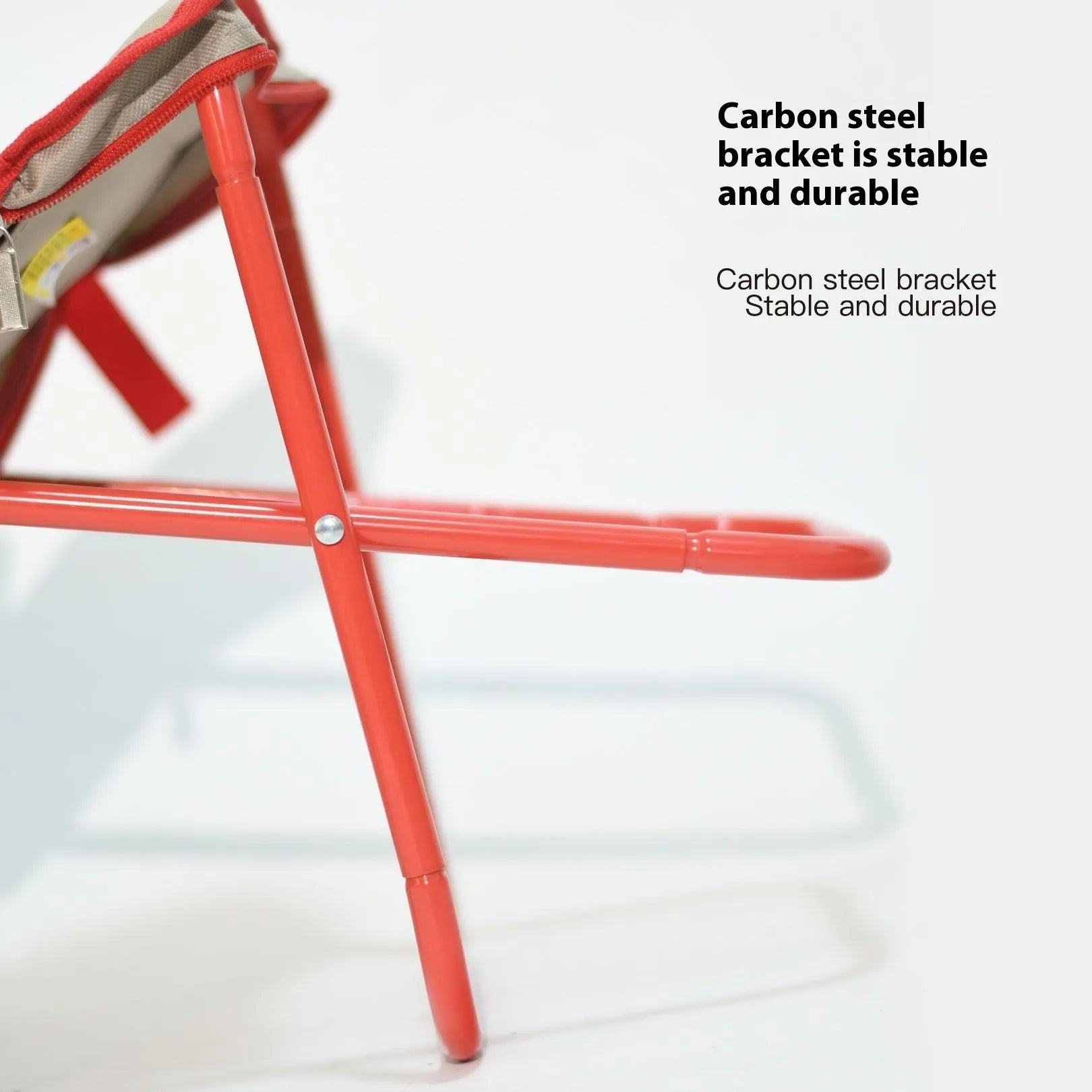 Lightweight foldable camp chair stool in Oxford cloth, shown in a khaki colour with carry handle.