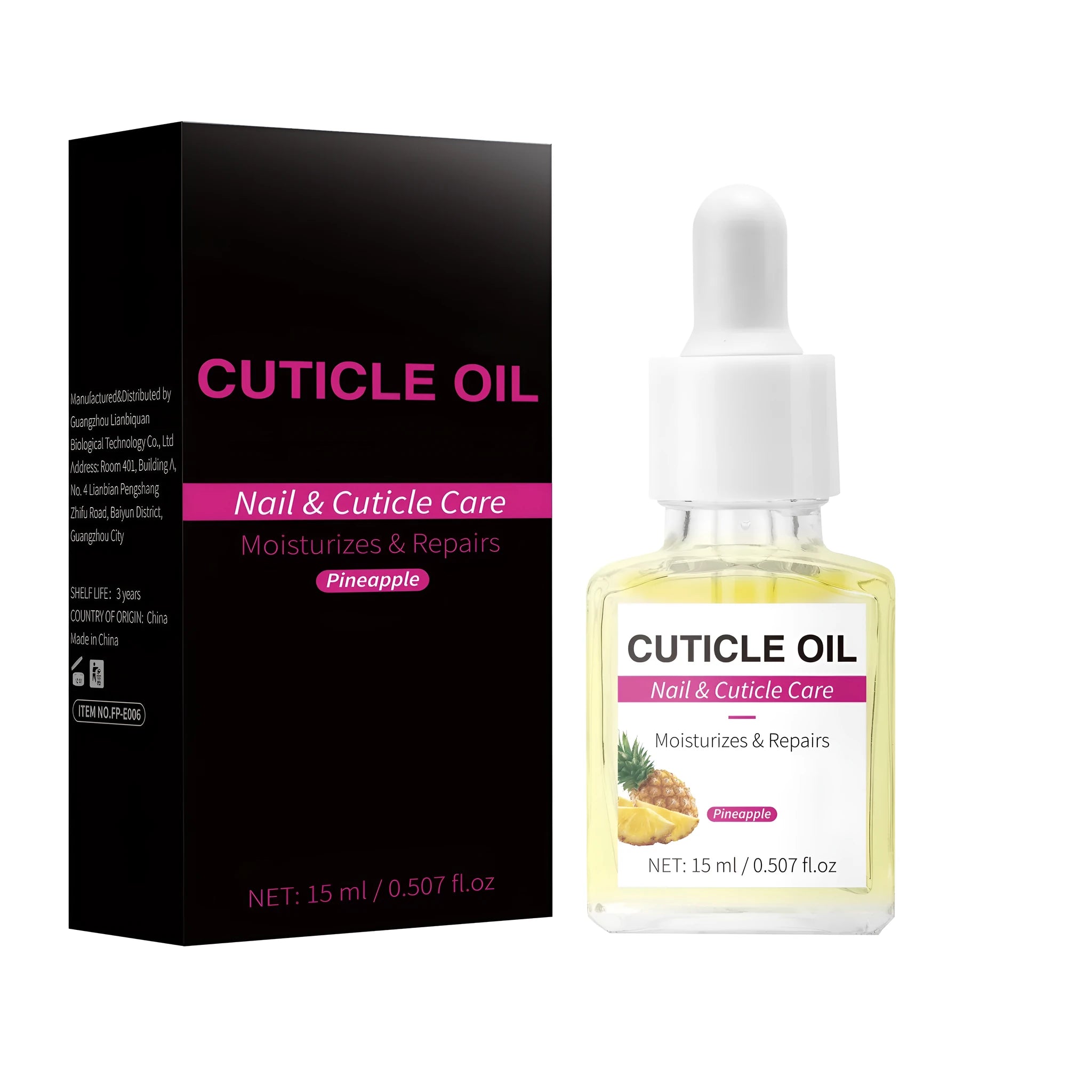 15ml bottle of moisturising nail cuticle oil with specification FP-E006-15ml.