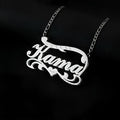 Double-layer wave heart pendant necklace with space for a custom name engraving, shown in gold and silver stainless steel.