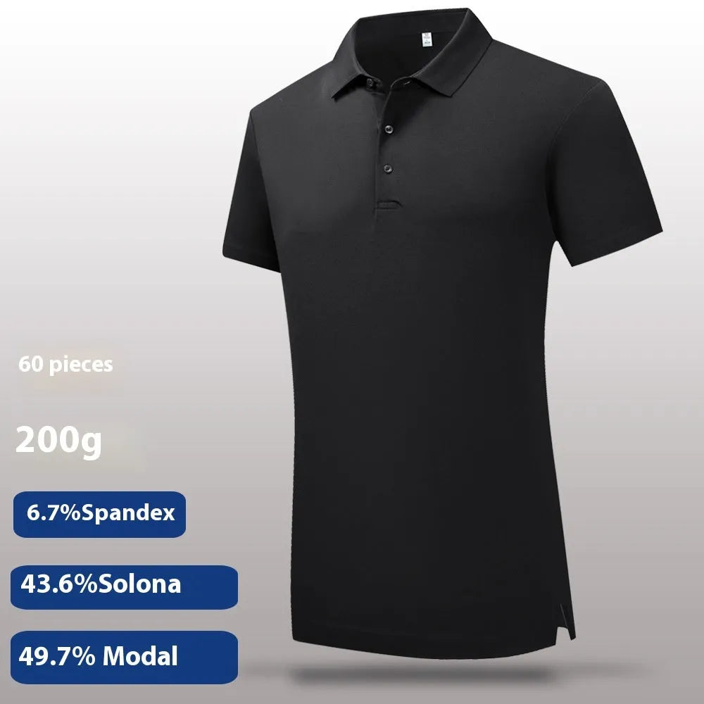 60 Lanjing Modal Lapel Polo Shirt men short sleeve business summer top