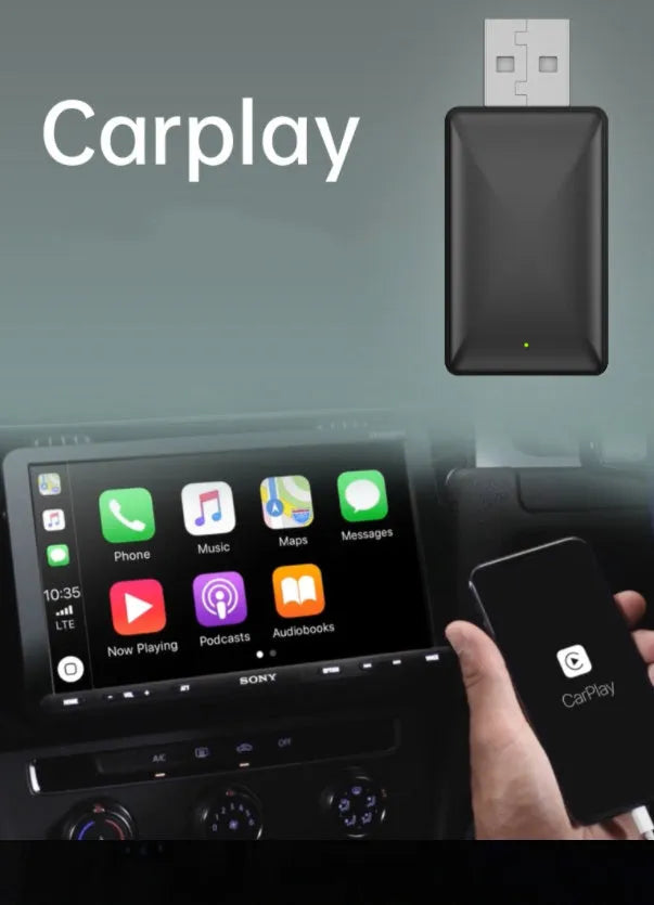 Black A7 model 2-in-1 wireless car adapter with aluminium alloy and ABS construction