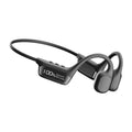 Wireless bone conduction sports headphones in black with PC ABS frame on a gym background