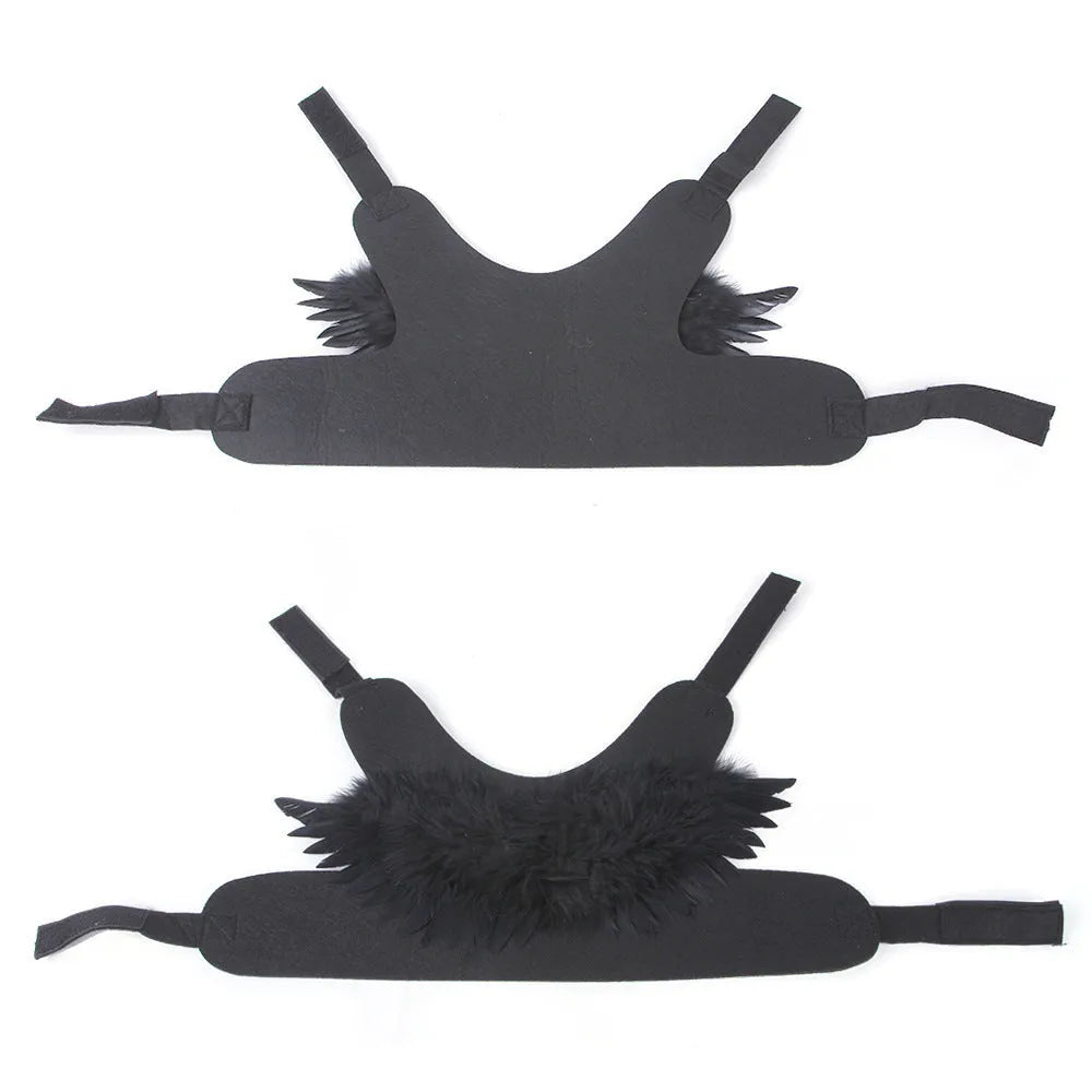 Black and white angel wings dog costume on chest and back with felt fabric