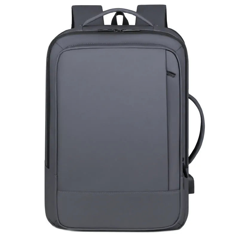 Black or grey waterproof Oxford cloth backpack with 20-35L capacity and curved shoulder straps for business travel