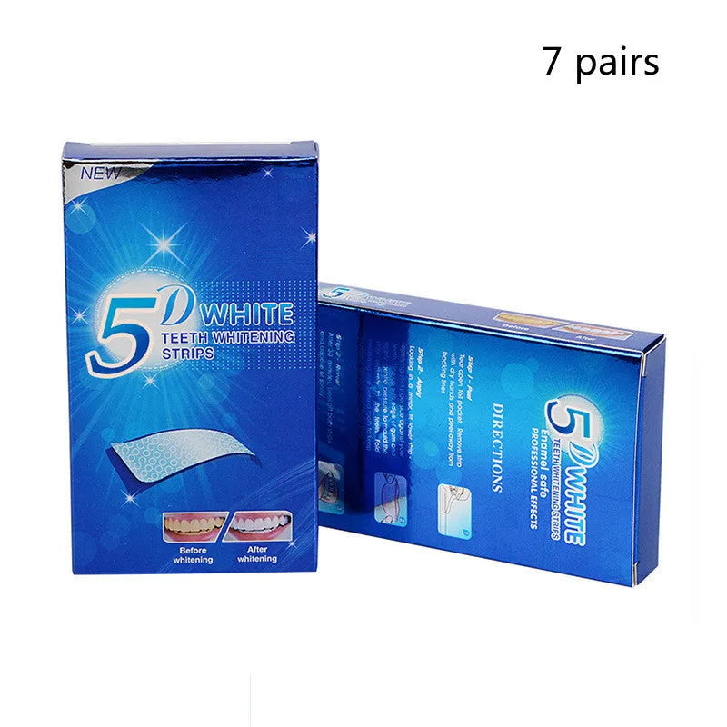 5D gel teeth whitening strips for false teeth veneers dentist oral hygiene care kit with mint fragrance in white packaging