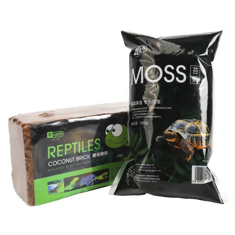 Climbing pet coconut soil turtle winter hibernation box with coconut bricks and moss