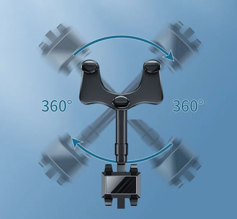 Adjustable left-right rotation navigation bracket mounted on car rearview mirror with smartphone