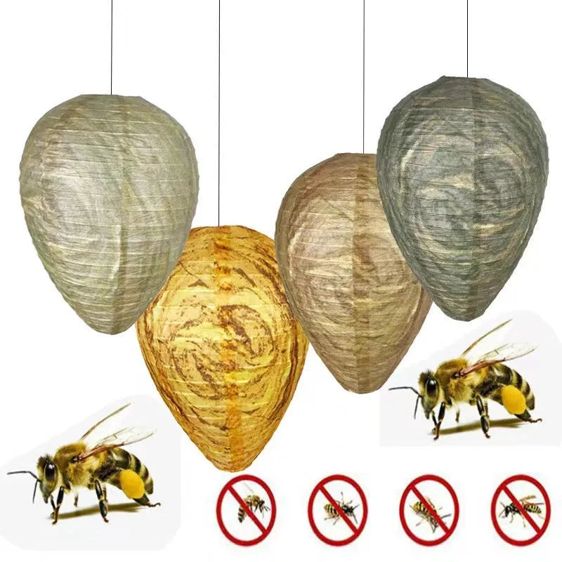 Oval flannel honeycomb wasp deterrent lantern 22x28cm with stand and rope for outdoor garden decoration