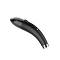 Wireless handheld car vacuum cleaner in black colour with USB charging cable.
