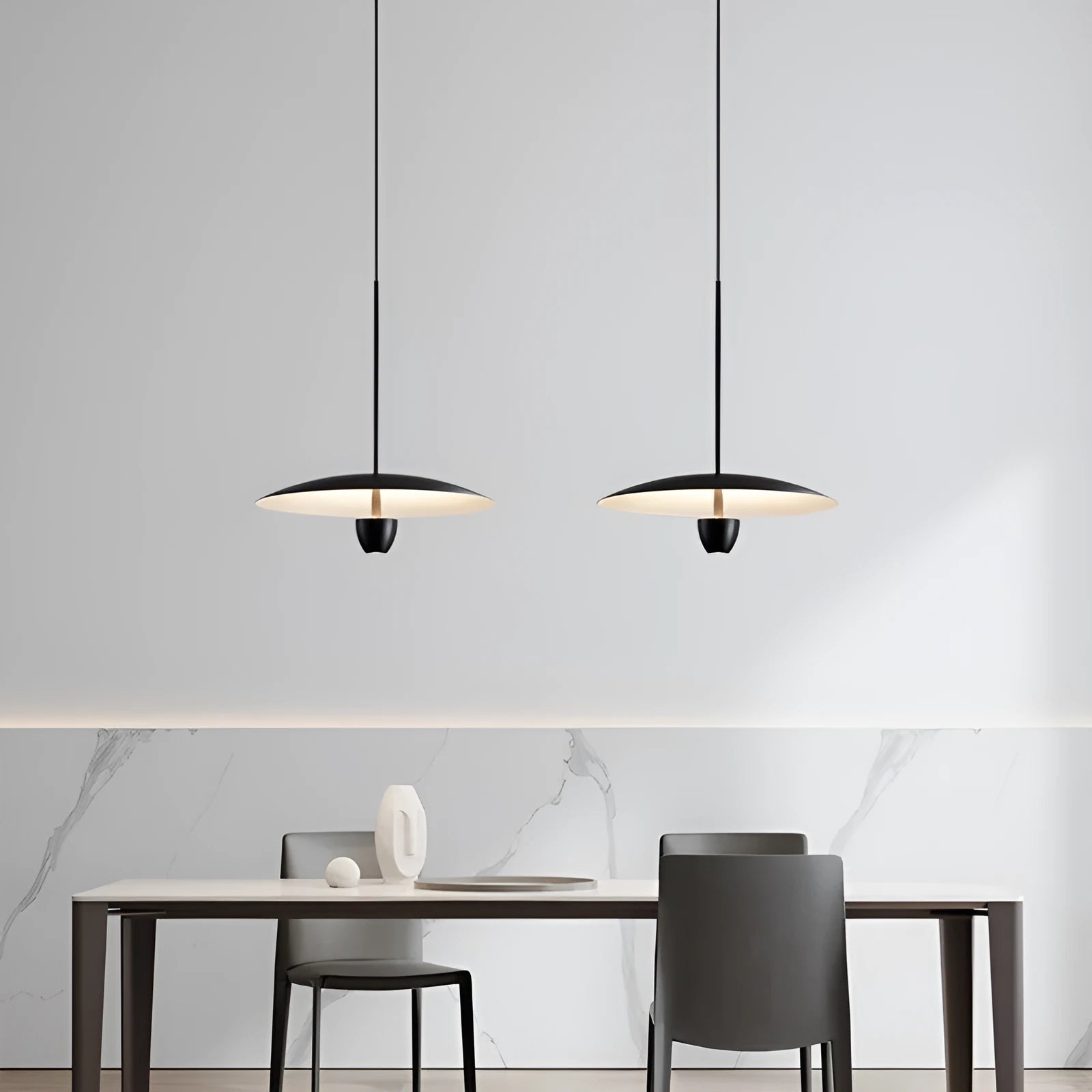Black modern minimalist chandelier with 400mm design and warm lighting