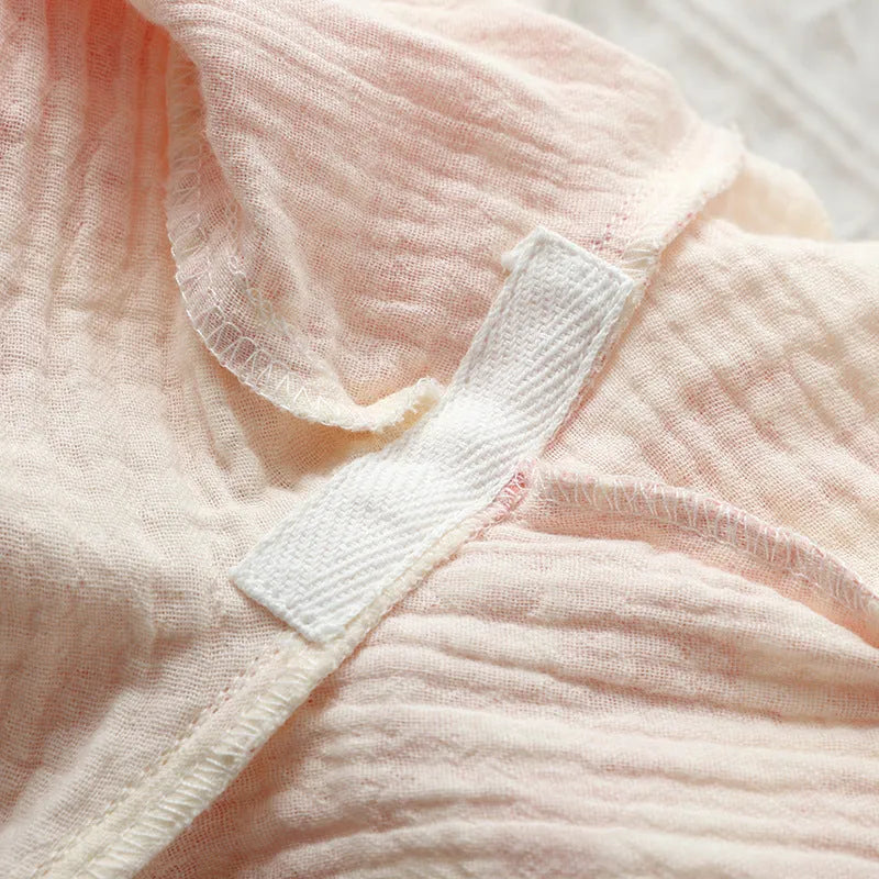 Women's pure cotton gauze lounge suit set in frosted pine trees colour with lace-up detailing