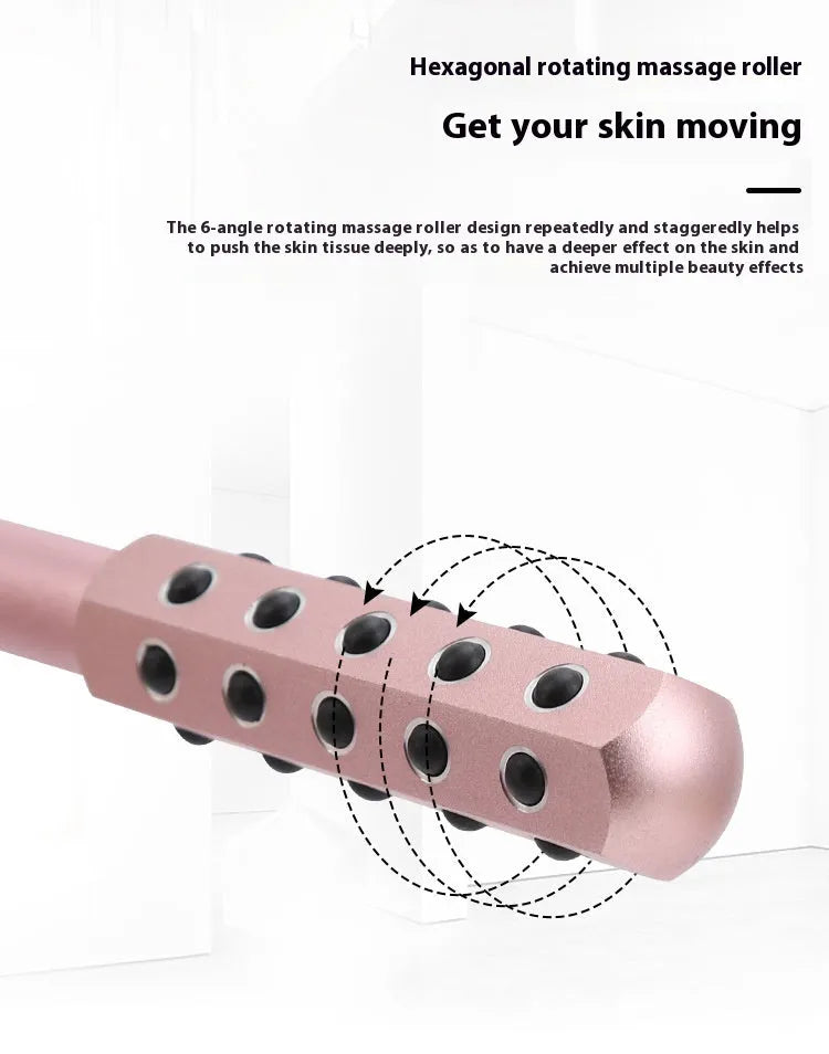 Purple germanium particles facial massage roller 193mm long with rounded ends