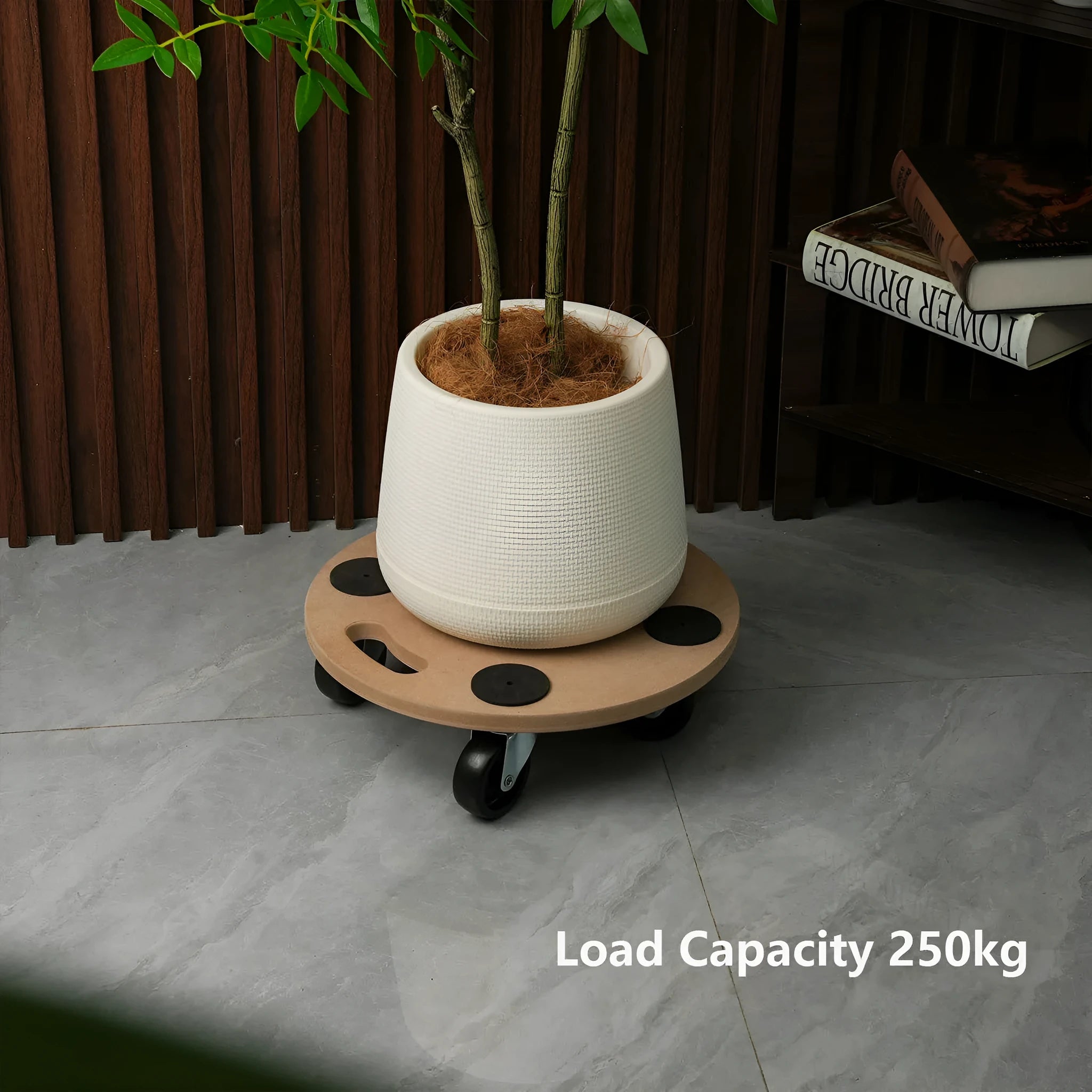 Two wooden platform trolleys with natural wood finish and non-slip surfaces for tool transportation