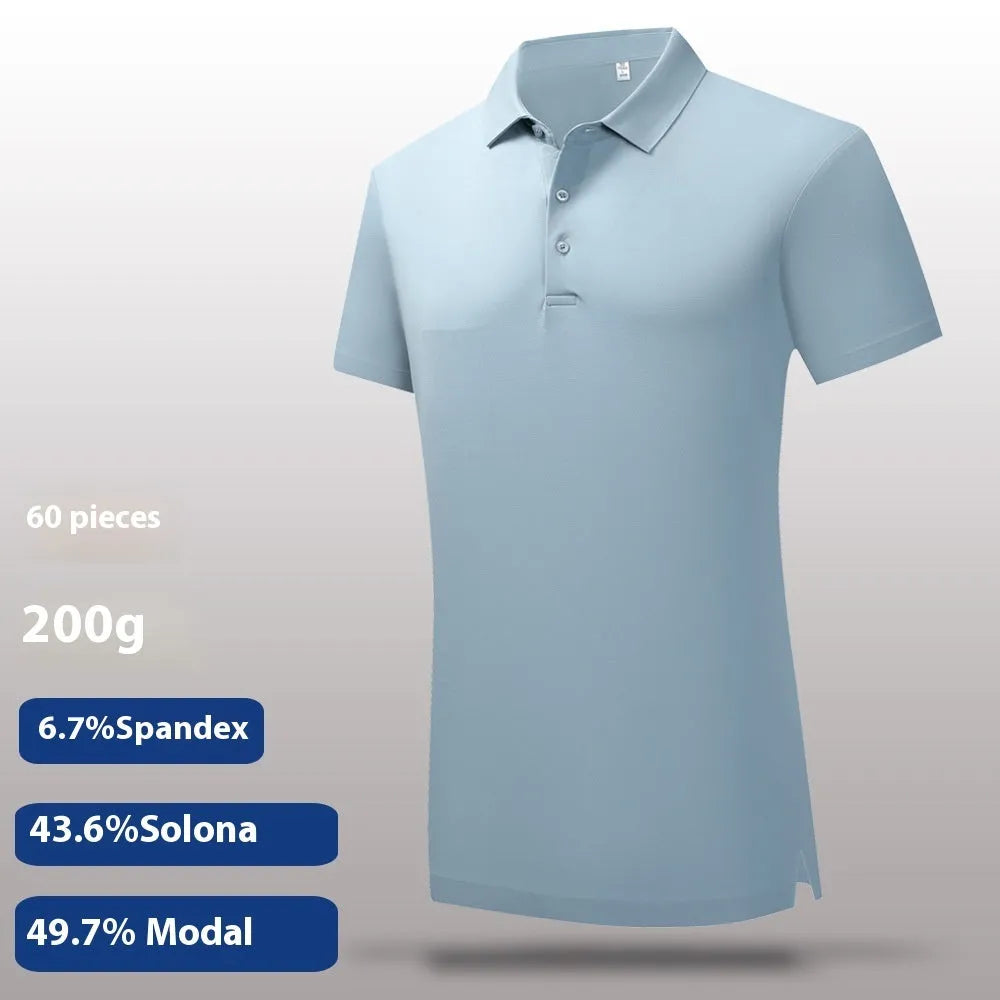 60 Lanjing Modal Lapel Polo Shirt men short sleeve business summer top