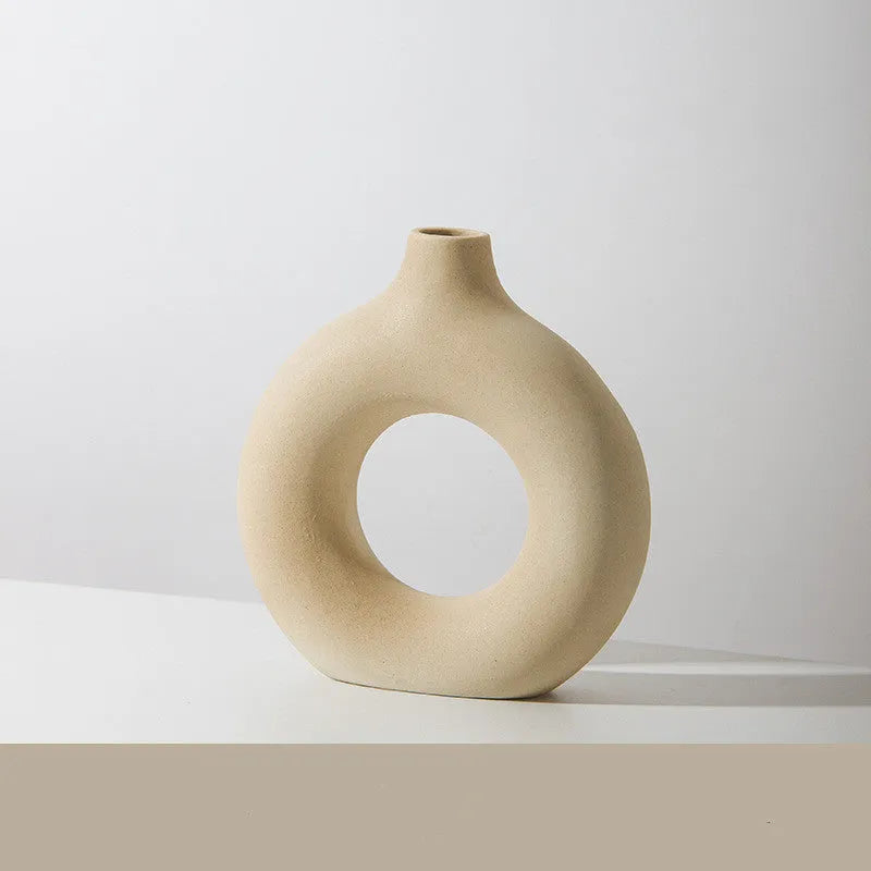 Frosted particle porcelain biscuit vase in neutral colour for floral arrangements