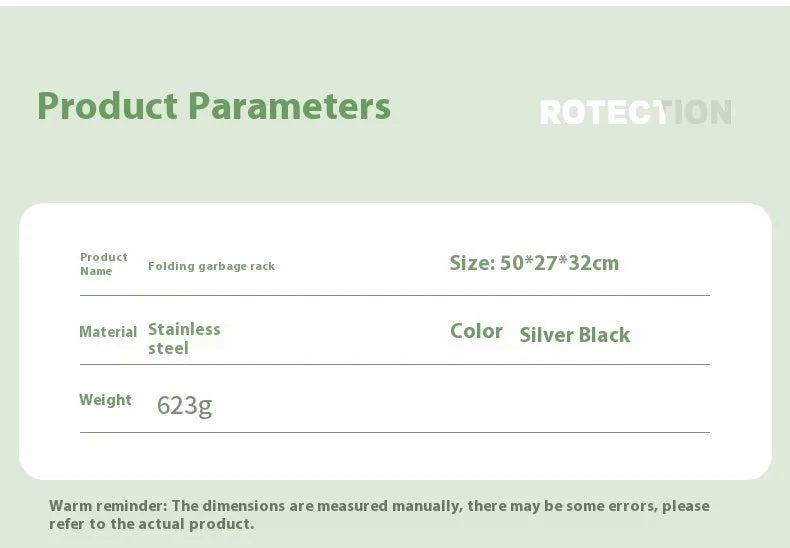 Stainless steel camping garbage bag bracket with folding design in black or silver colour