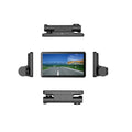 Black three-lens dash cam with 4-inch touchscreen display for front and rear vehicle recording