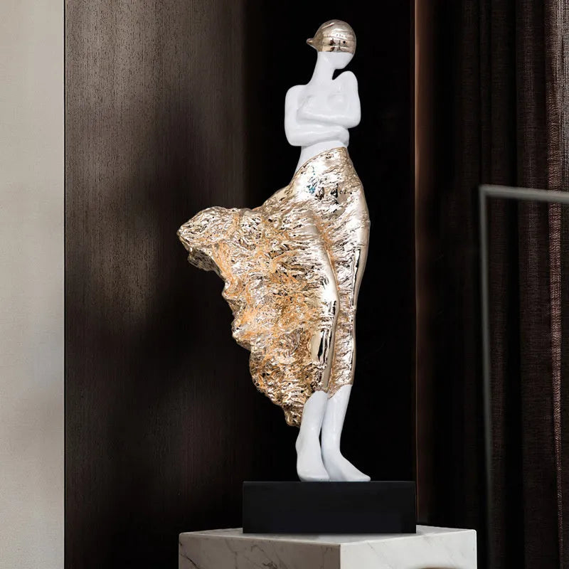 48cm tall sculptured character ornament in modern style with rose gold finish